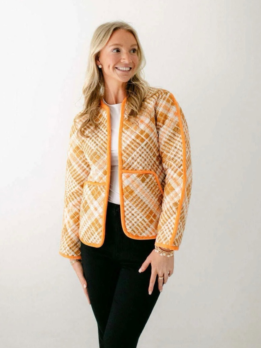 Womens Plaid Quilted Jacket by Victoria Dunn
